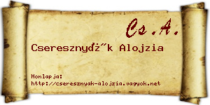 Cseresznyák Alojzia névjegykártya